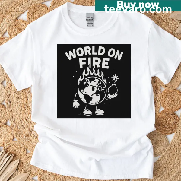 Classic T-shirt featuring bold text addressing environmental issues