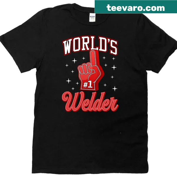 Funny welder t-shirt with foam finger graphic