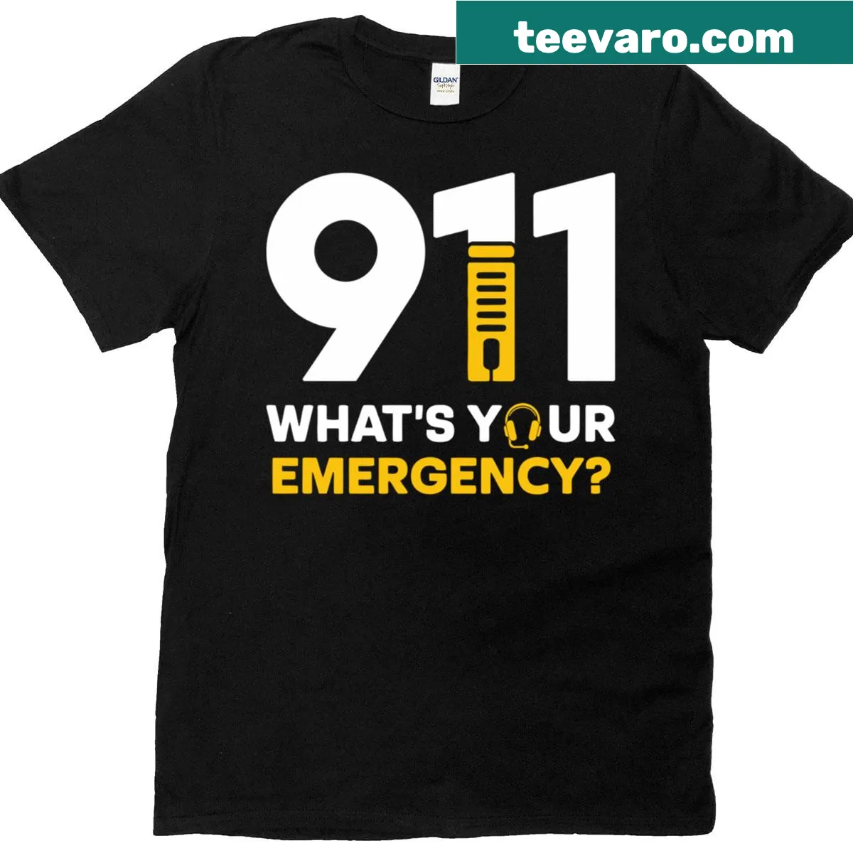 Essential t-shirt for dispatchers with 'What's Your Emergency?' — on a men's t-shirt