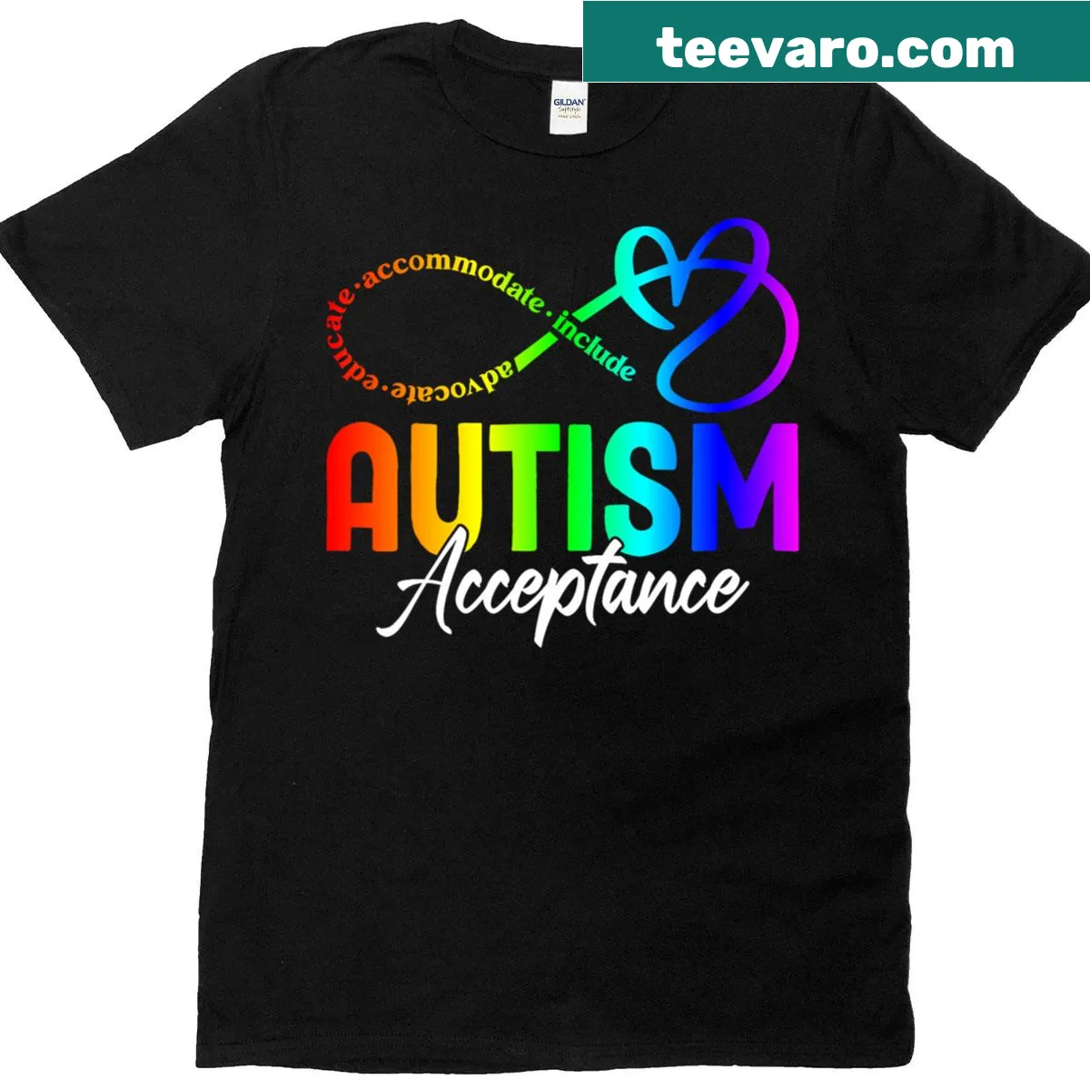 Autism awareness t-shirt with infinity symbol graphic — on a men's t-shirt