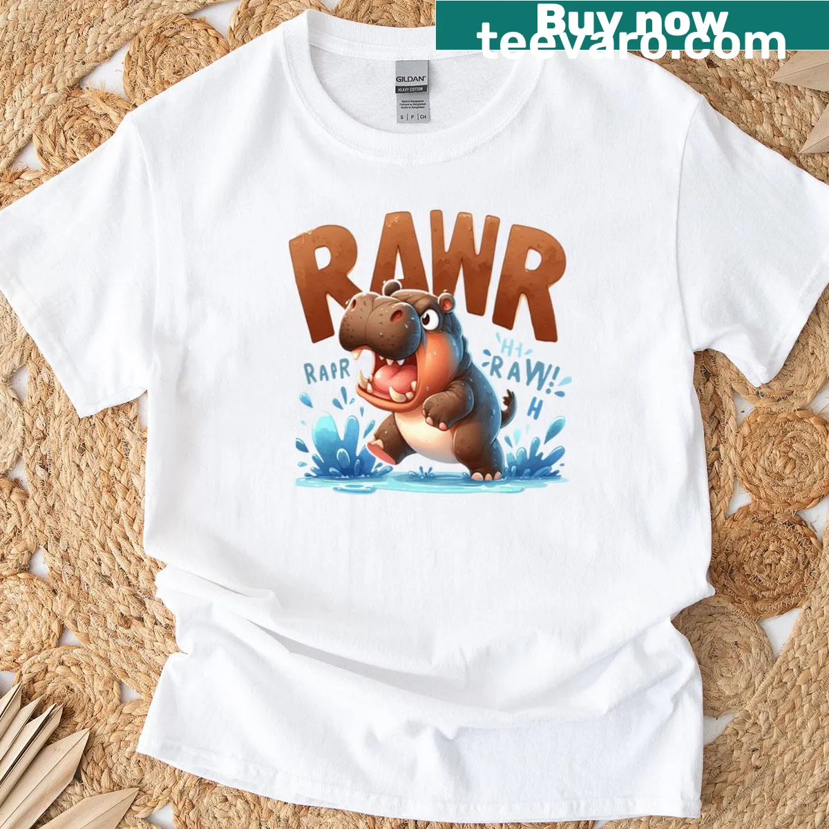 Adorable cartoon baby hippo graphic on a children's t-shirt — on a men's t-shirt