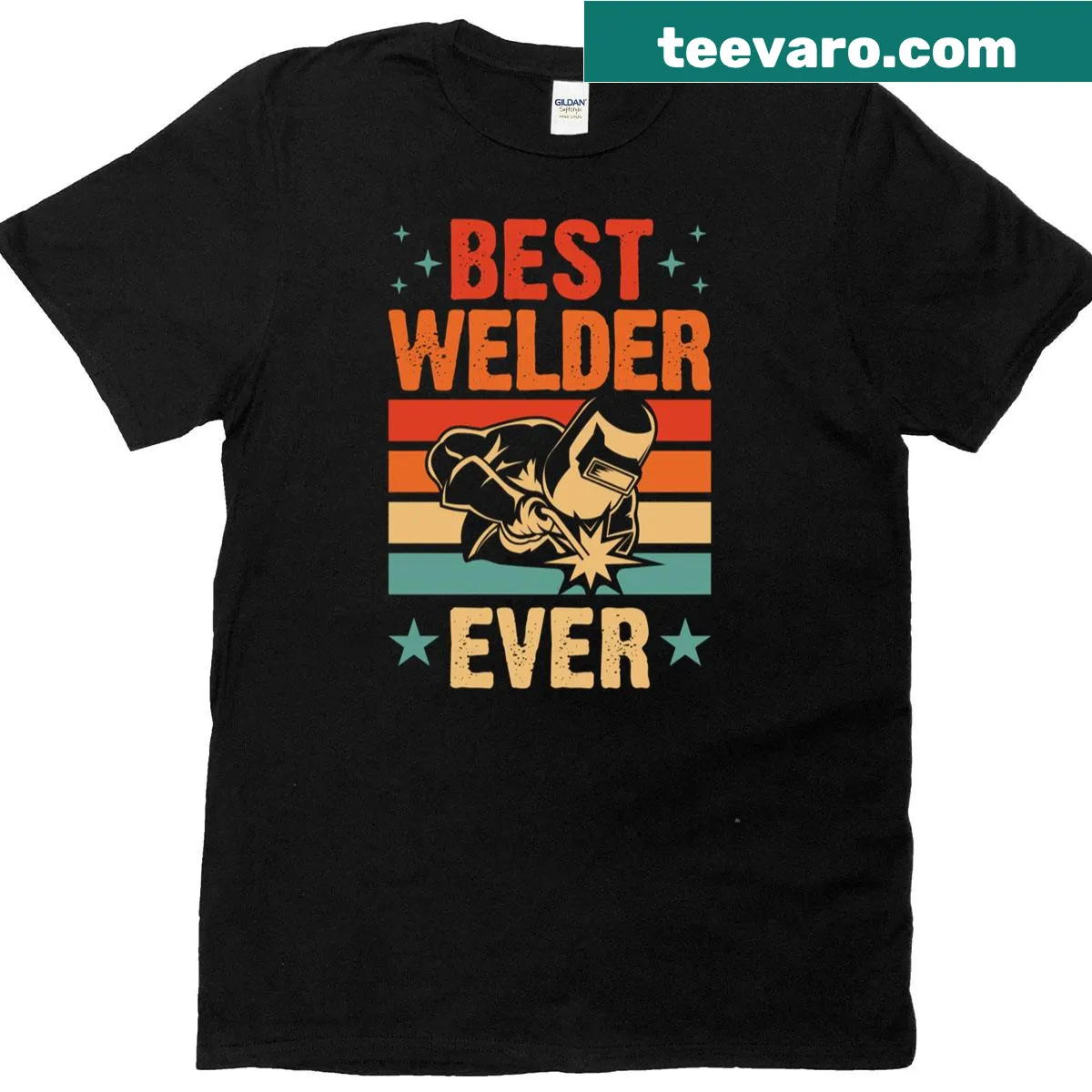 Funny vintage-style t-shirt for welders with 'Best Welder Ever' text — on a men's t-shirt