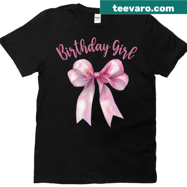 Illustrated Birthday Girl T-shirt with a cute bow design