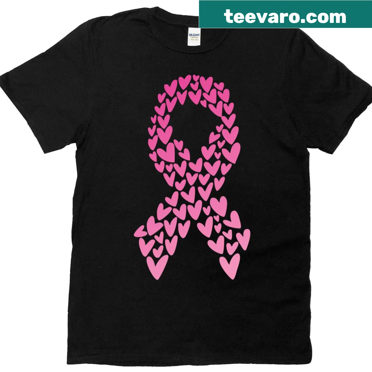 Breast cancer awareness ribbon t-shirt for support — on a men's t-shirt