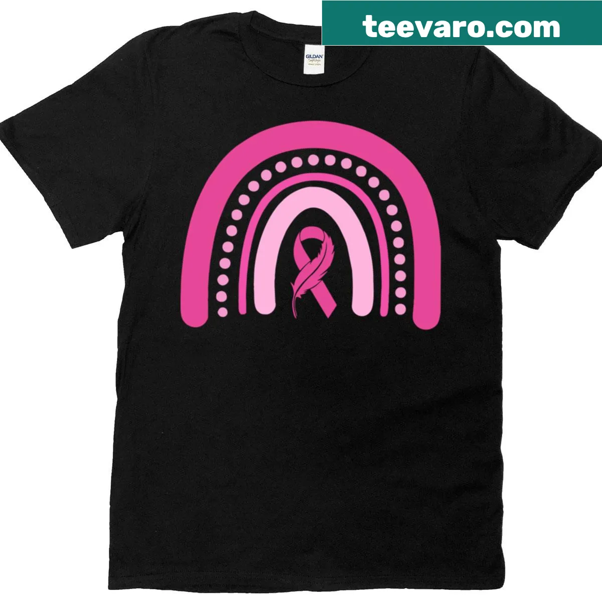 Support ribbon t-shirt honoring cancer survivors — on a men's t-shirt