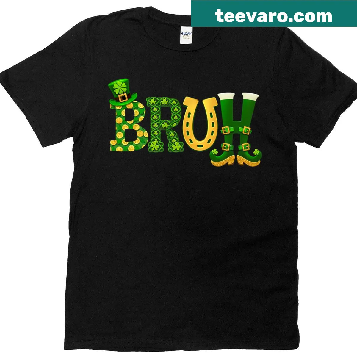 Funny shamrock t-shirt with 'bruh' for kids — on a men's t-shirt