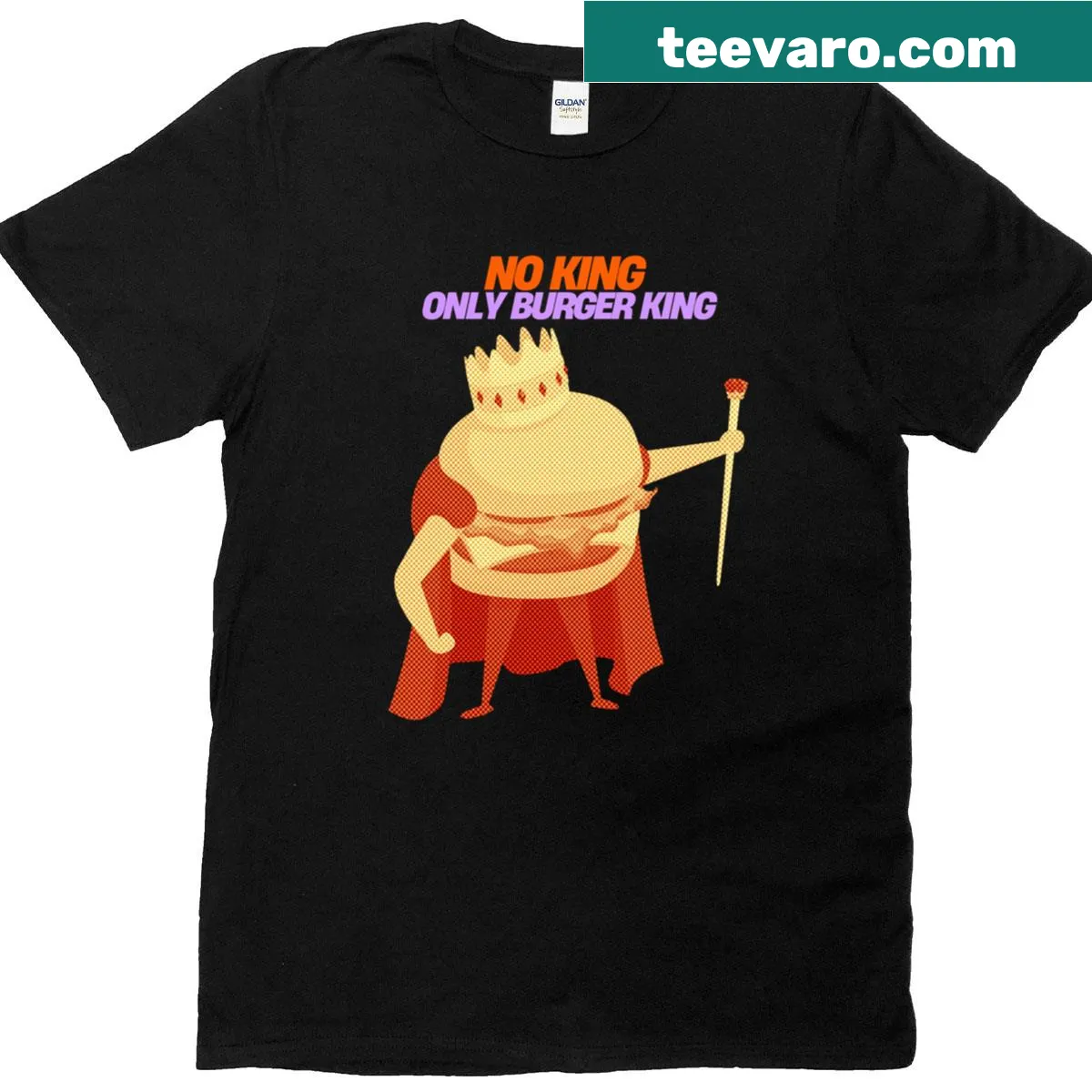 Fun T-shirt featuring a graphic celebrating Burger King — on a men's t-shirt