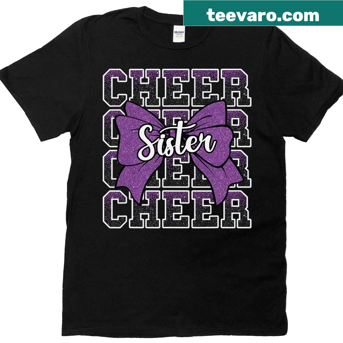 T-shirt with cheer bow graphic and 'Cheer Sister' text — on a men's t-shirt