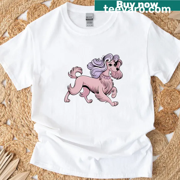 T-shirt featuring a cute illustration of an Afghan Hound