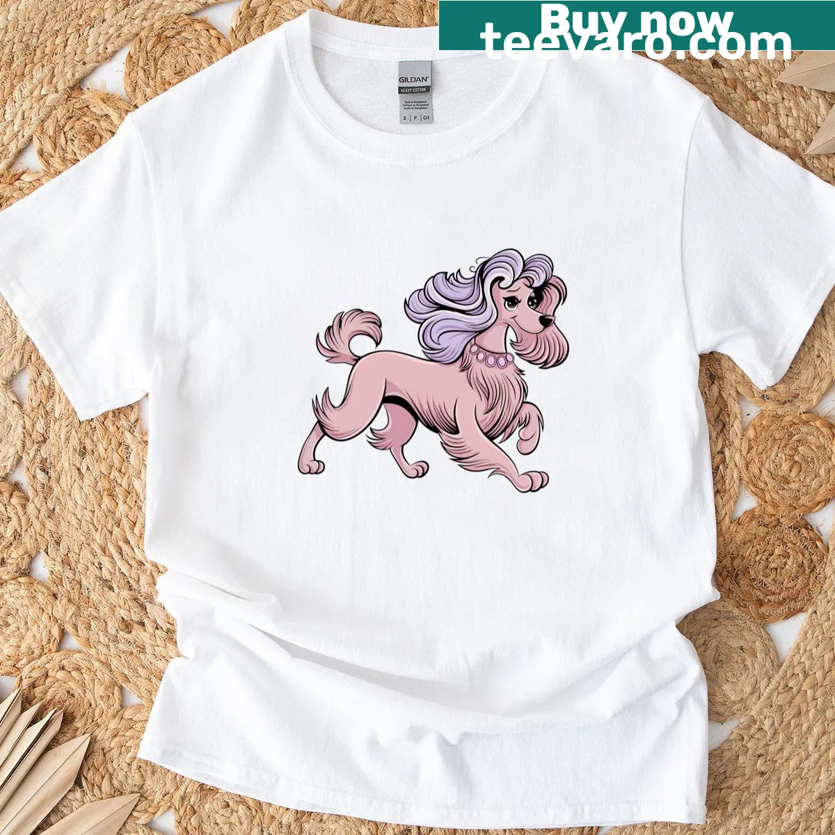 T-shirt featuring a cute illustration of an Afghan Hound — on a men's t-shirt