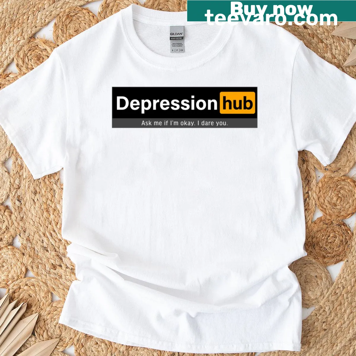 Humor-based T-shirt with text 'Ask Me If I Am Okay I Dare You' — on a men's t-shirt