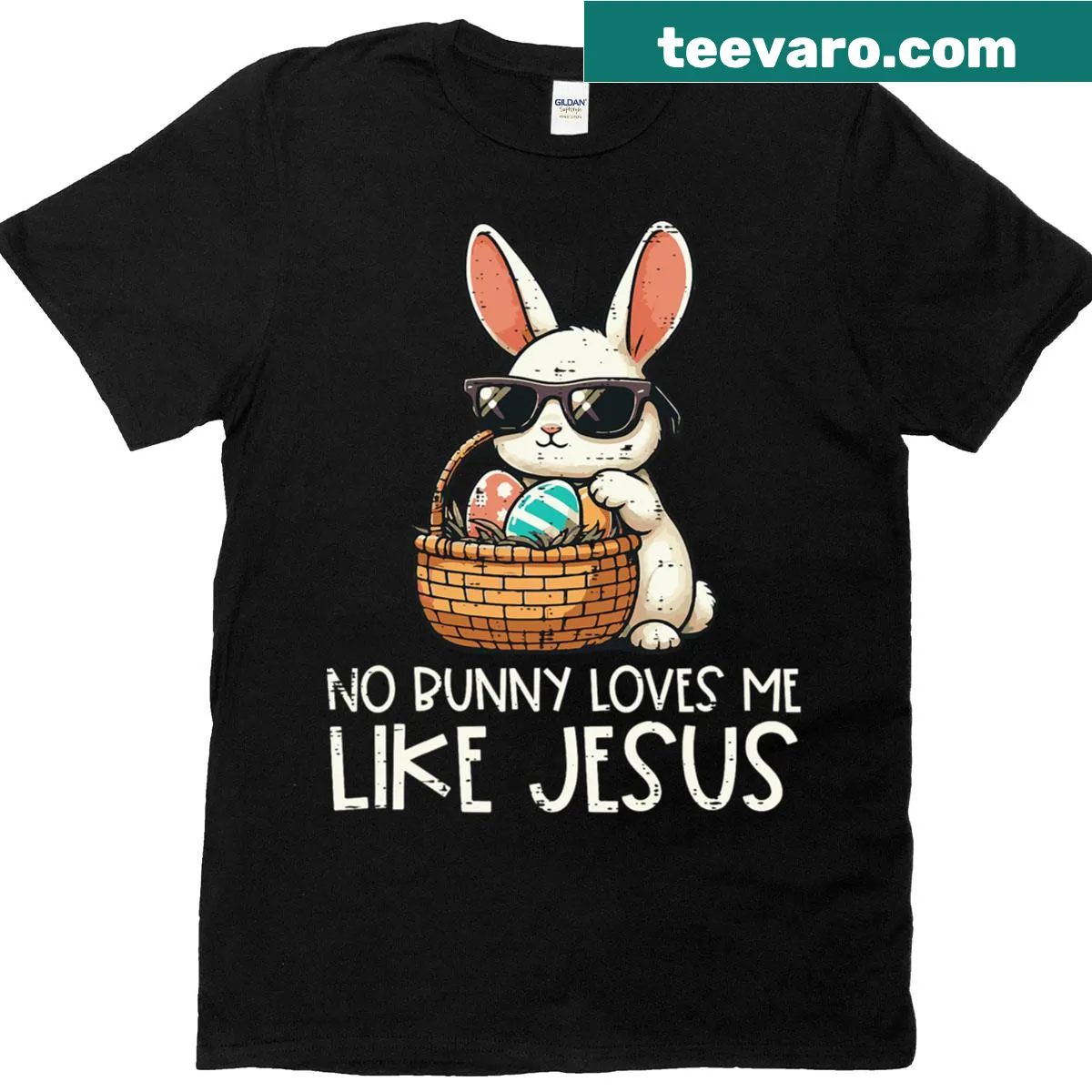 Cute Easter shirt for kids with a playful message about Jesus — on a men's t-shirt