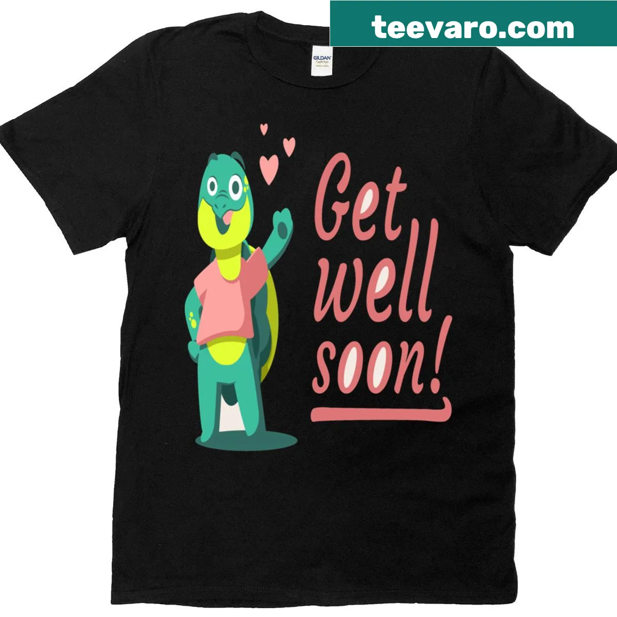 T-shirt with an illustration of Oogway and 'Get Well Soon' text — on a men's t-shirt