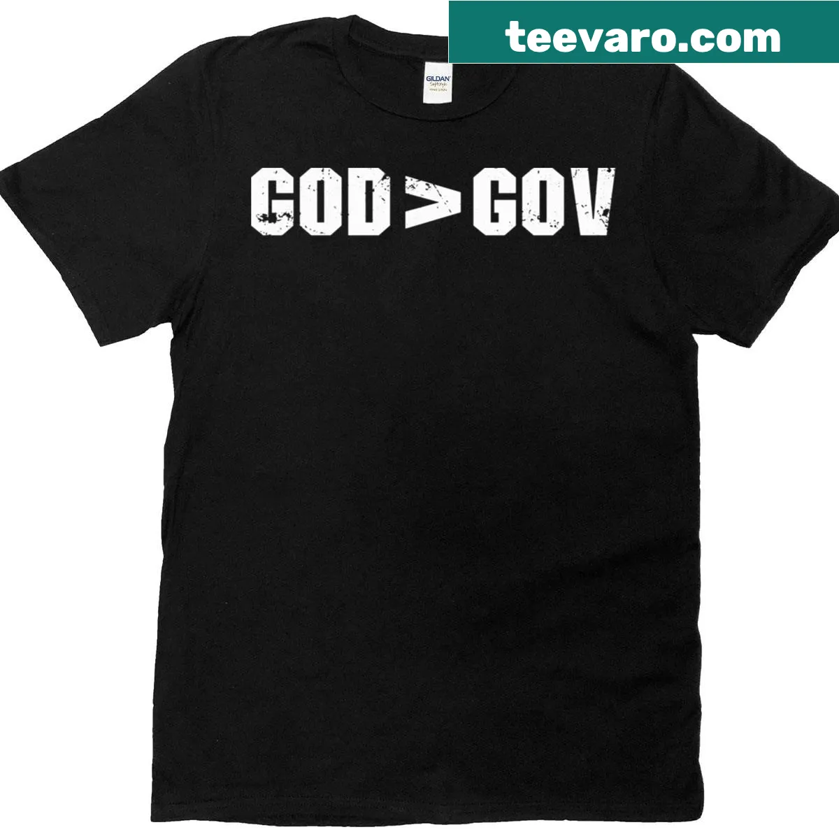 Thought-provoking 'God Gov' slogan design on a T-shirt — on a men's t-shirt
