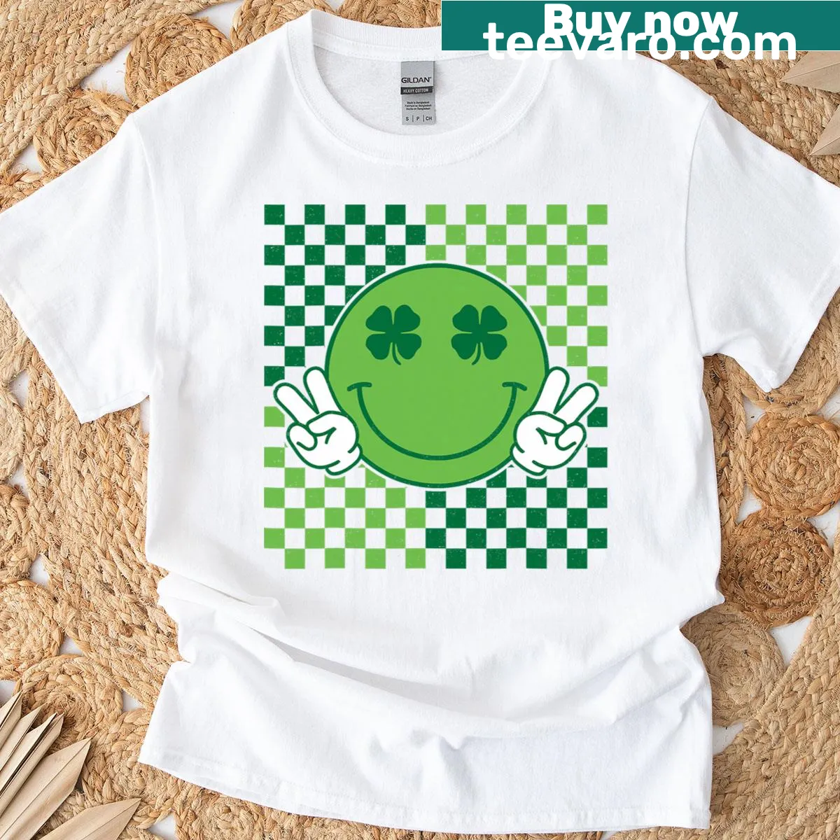Kids St. Patrick's Day T-shirt with lucky vibes design — on a men's t-shirt