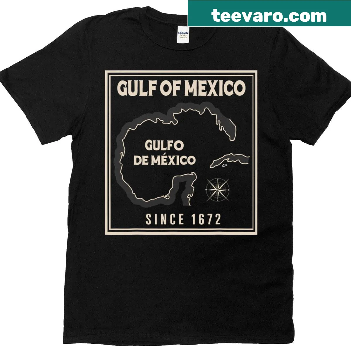 Map graphic of Gulf of Mexico for kids' t-shirt — on a men's t-shirt