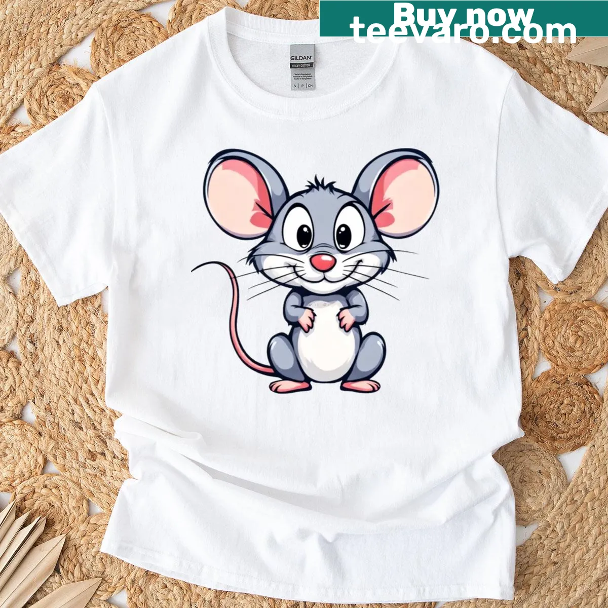 Cute cartoon mouse illustration on kids' T-shirt — on a men's t-shirt