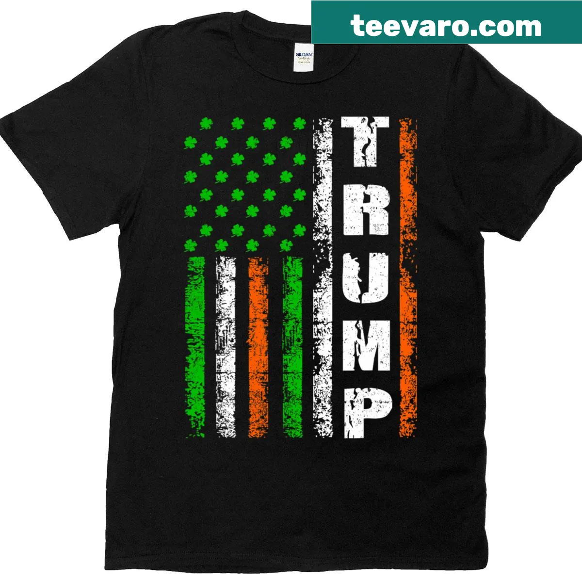 Vintage distressed St Patrick's Day t-shirt with flag and holiday design — on a men's t-shirt