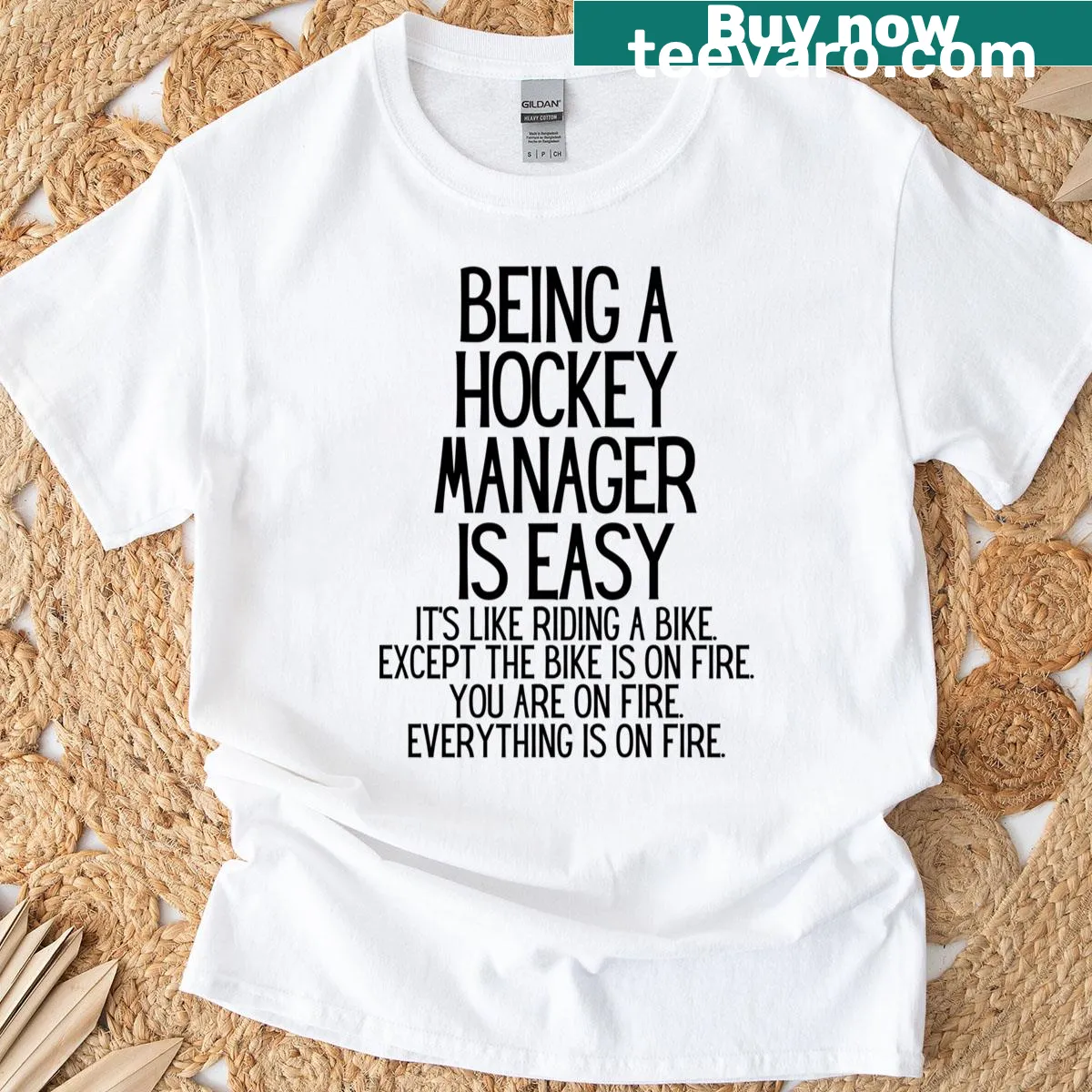 T-shirt for hockey managers featuring bold text — on a men's t-shirt