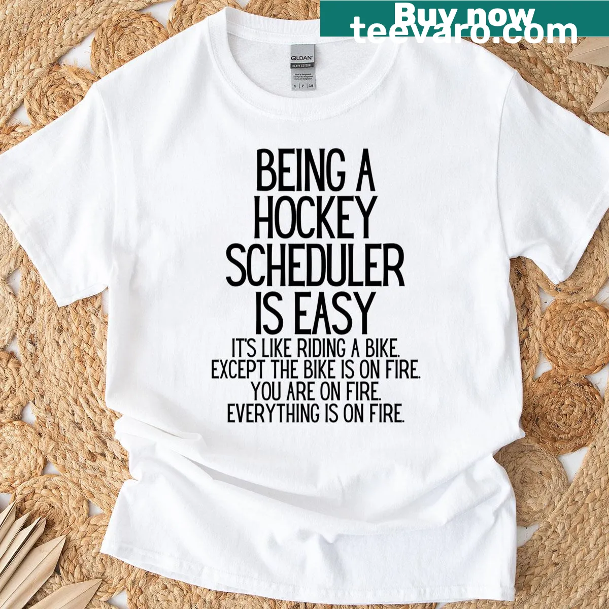 T-shirt with playful hockey scheduling design — on a men's t-shirt