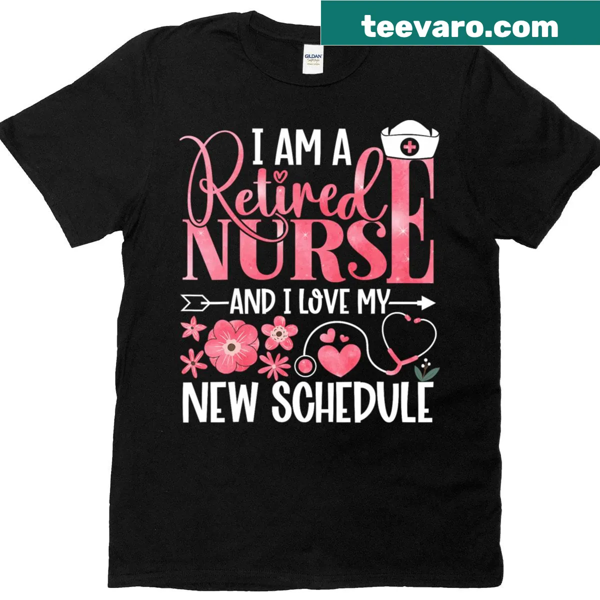 Retired nurse graphic on a casual t-shirt — on a men's t-shirt