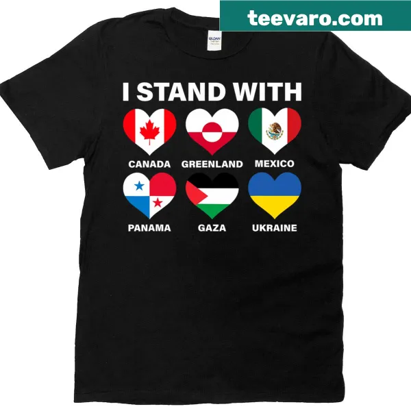 Patriotic t-shirt showing support for multiple countries
