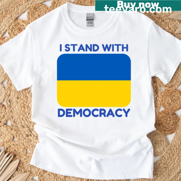 T-shirt featuring Ukrainian flag design supporting democracy