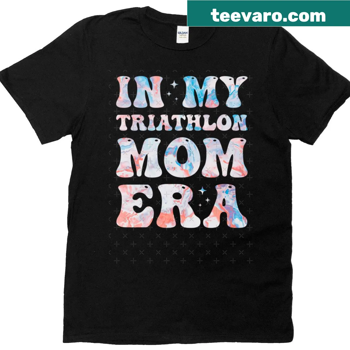 Motivational t-shirt celebrating triathlon moms — on a men's t-shirt