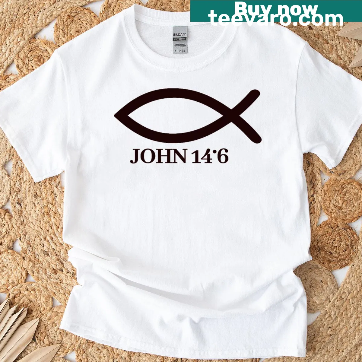T-shirt featuring John 14:6 text about faith and spirituality — on a men's t-shirt