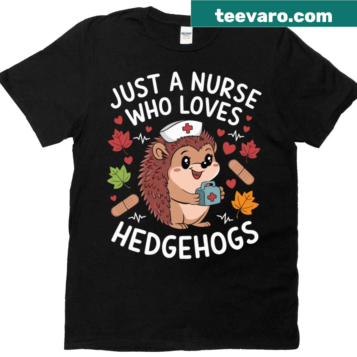 Cute T-shirt for nurses featuring hedgehogs and nursing theme — on a men's t-shirt