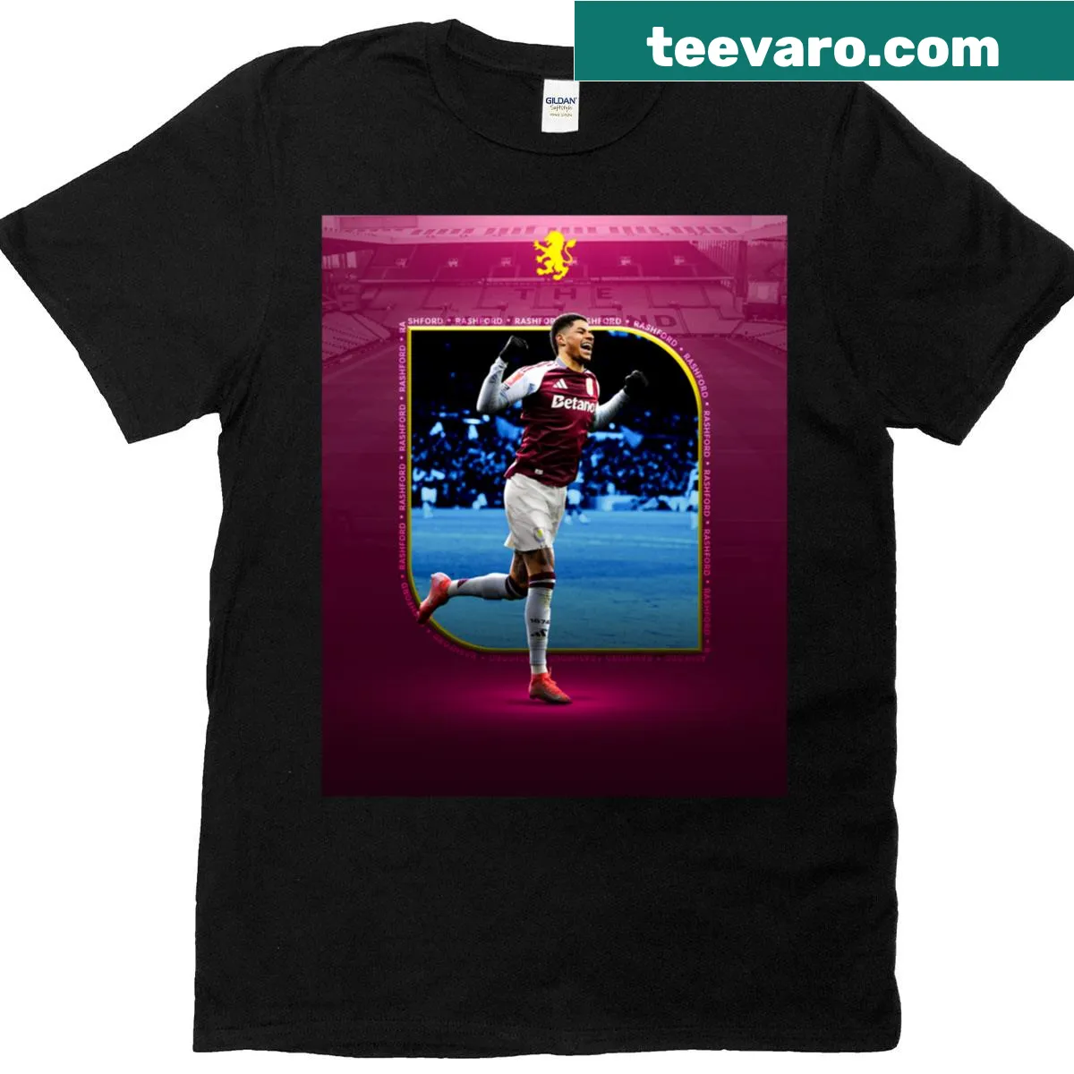 Tribute T-shirt featuring the name Marcus Rashford for football fans. — on a men's t-shirt