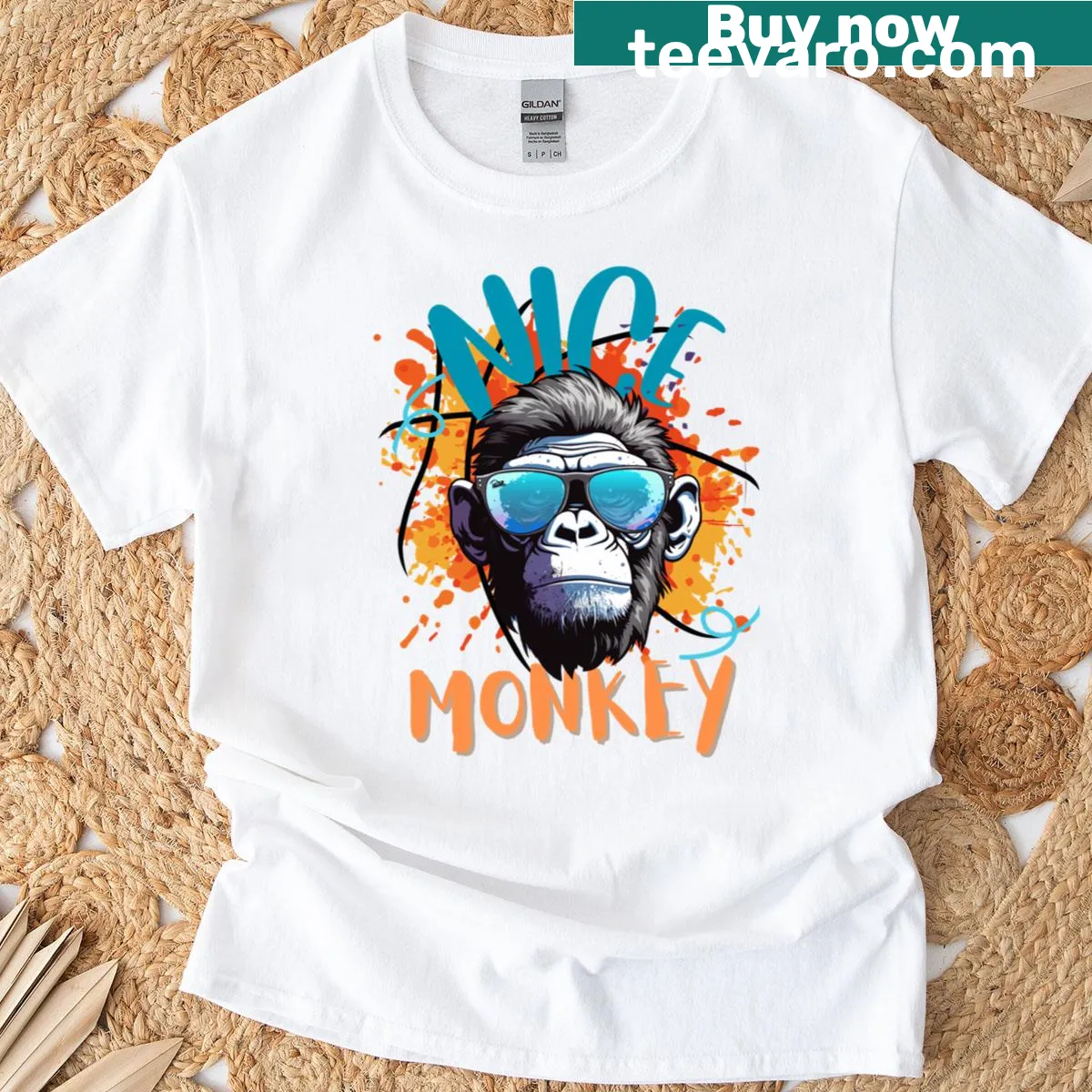 Charming cartoon monkey face graphic on a t-shirt — on a men's t-shirt