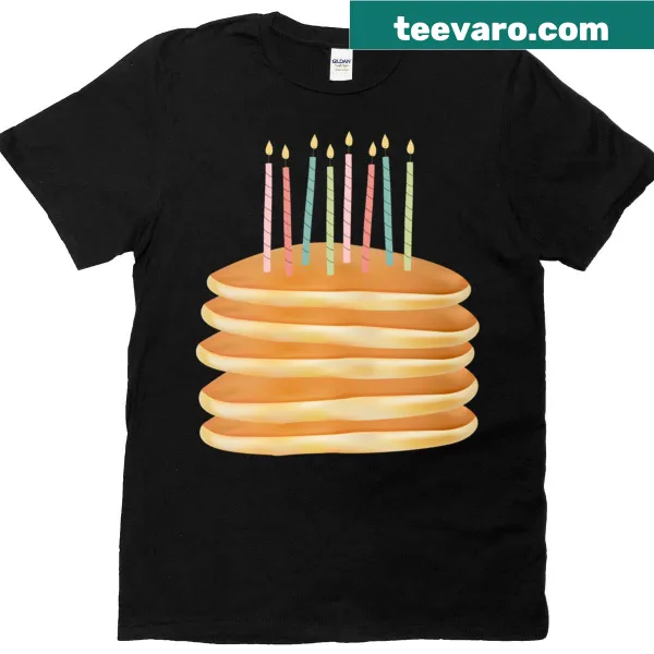 Illustrated T-shirt with pancakes and birthday candles design