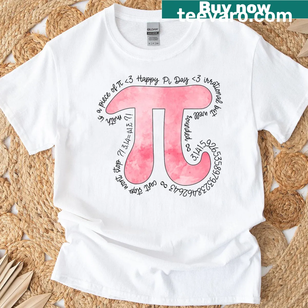 Pi Day T-shirt designed for kids and math teachers with playful design. — on a men's t-shirt