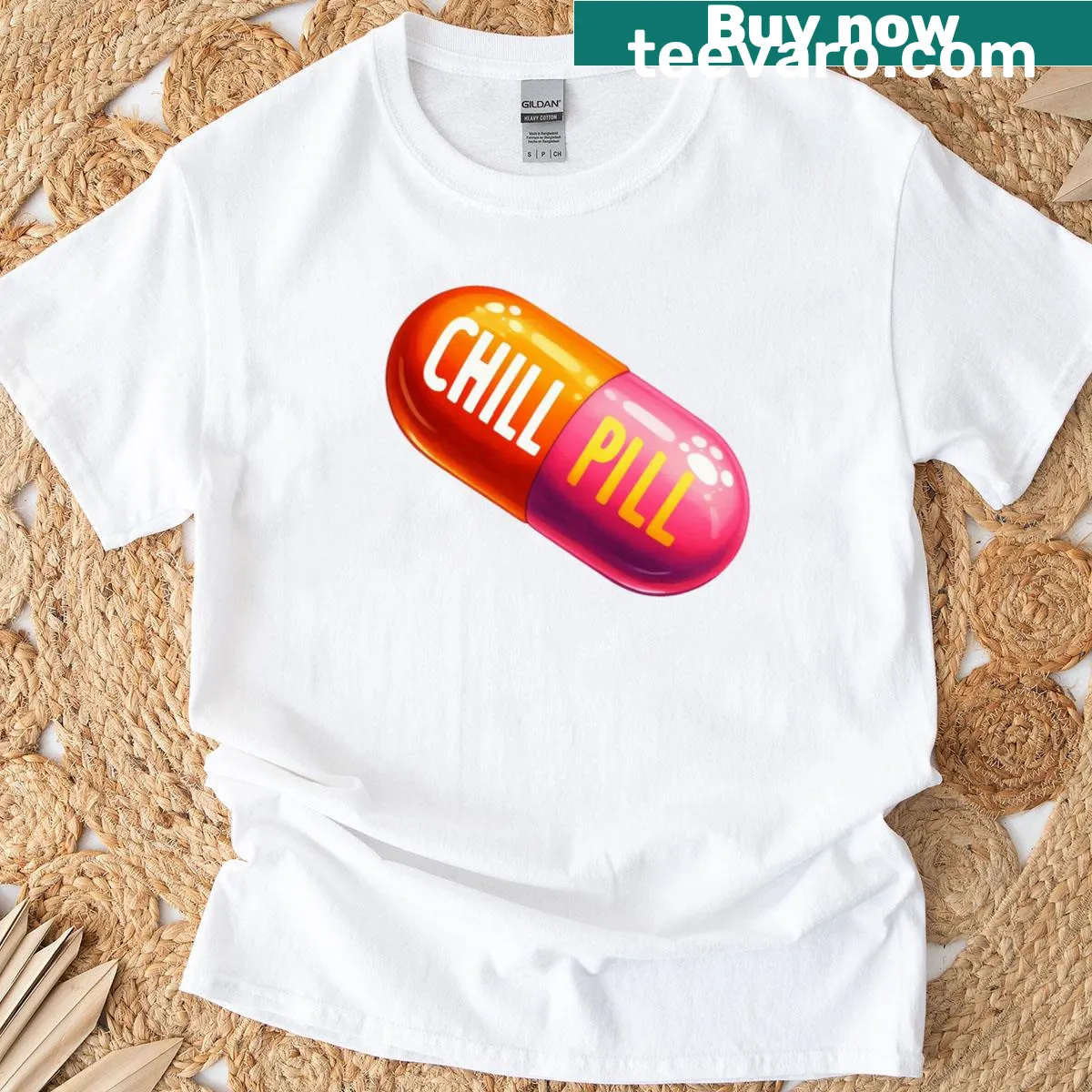 Funny Halloween t-shirt with playful pink and green design — on a men's t-shirt