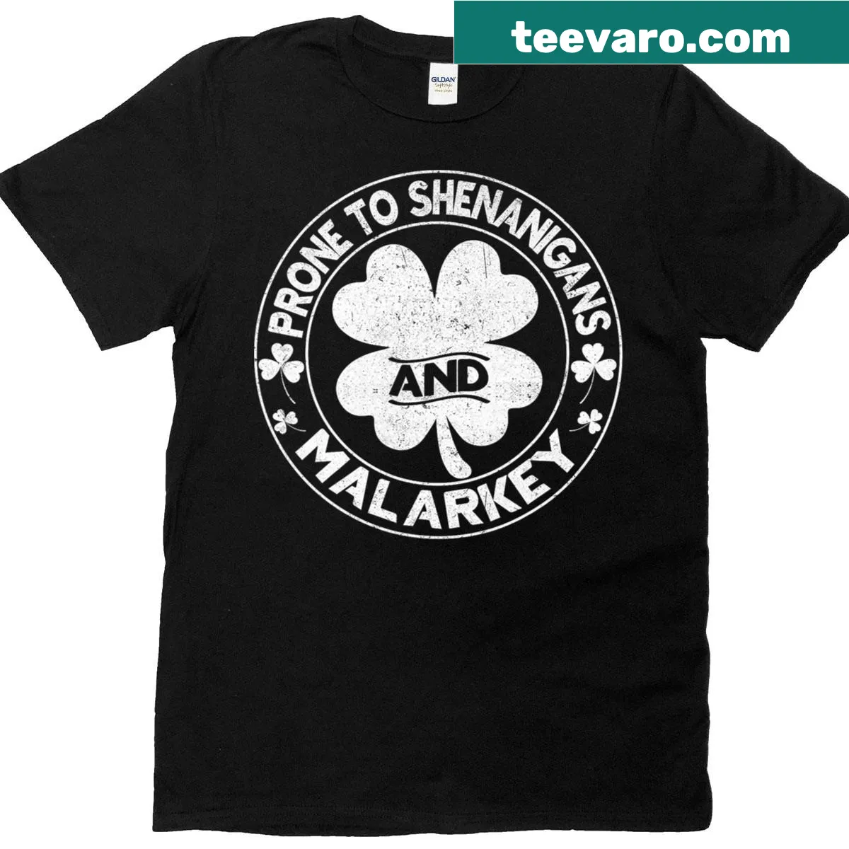 Funny St. Patrick's Day T-shirt with shamrock and humorous slogan — on a men's t-shirt