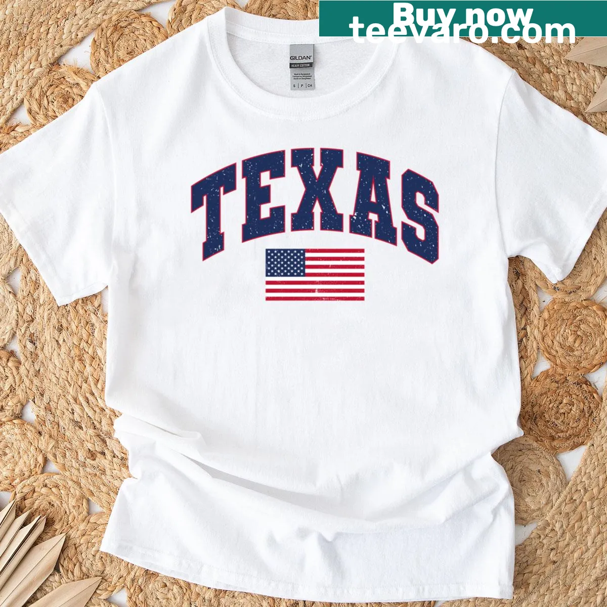 Vintage-style Texas graphic T-shirt with game day theme — on a men's t-shirt