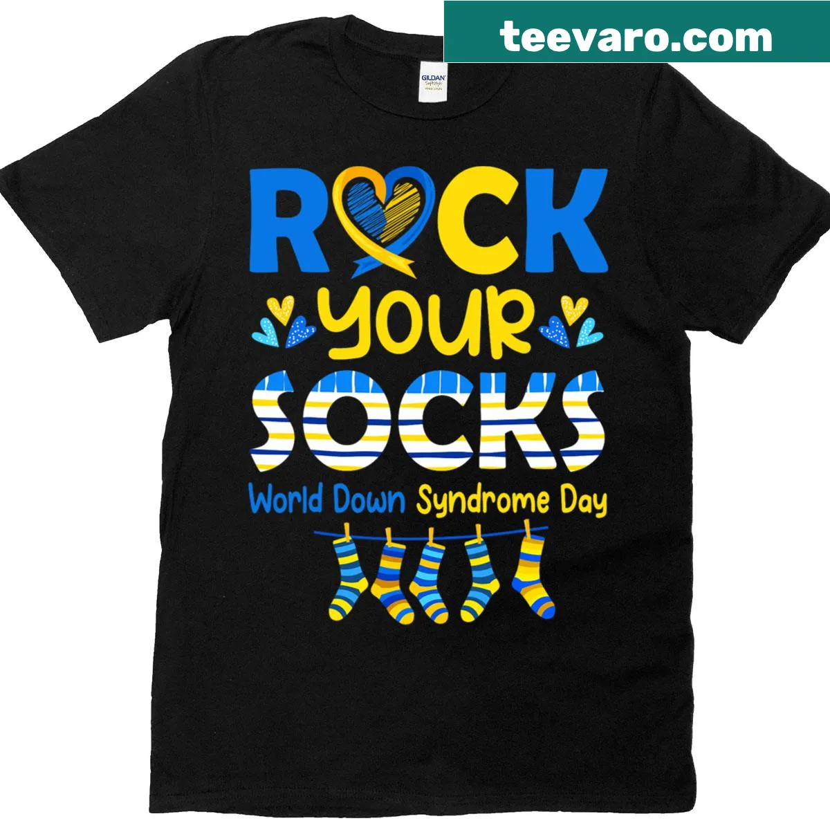 Kids t-shirt with 'Rock Your Socks' and playful sock graphics — on a men's t-shirt