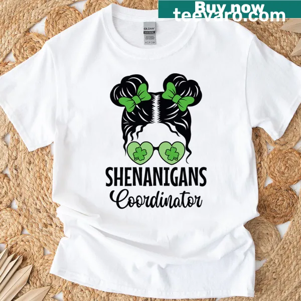 St. Patrick's Day T-shirt with 'Shenanigans Coordinator' text