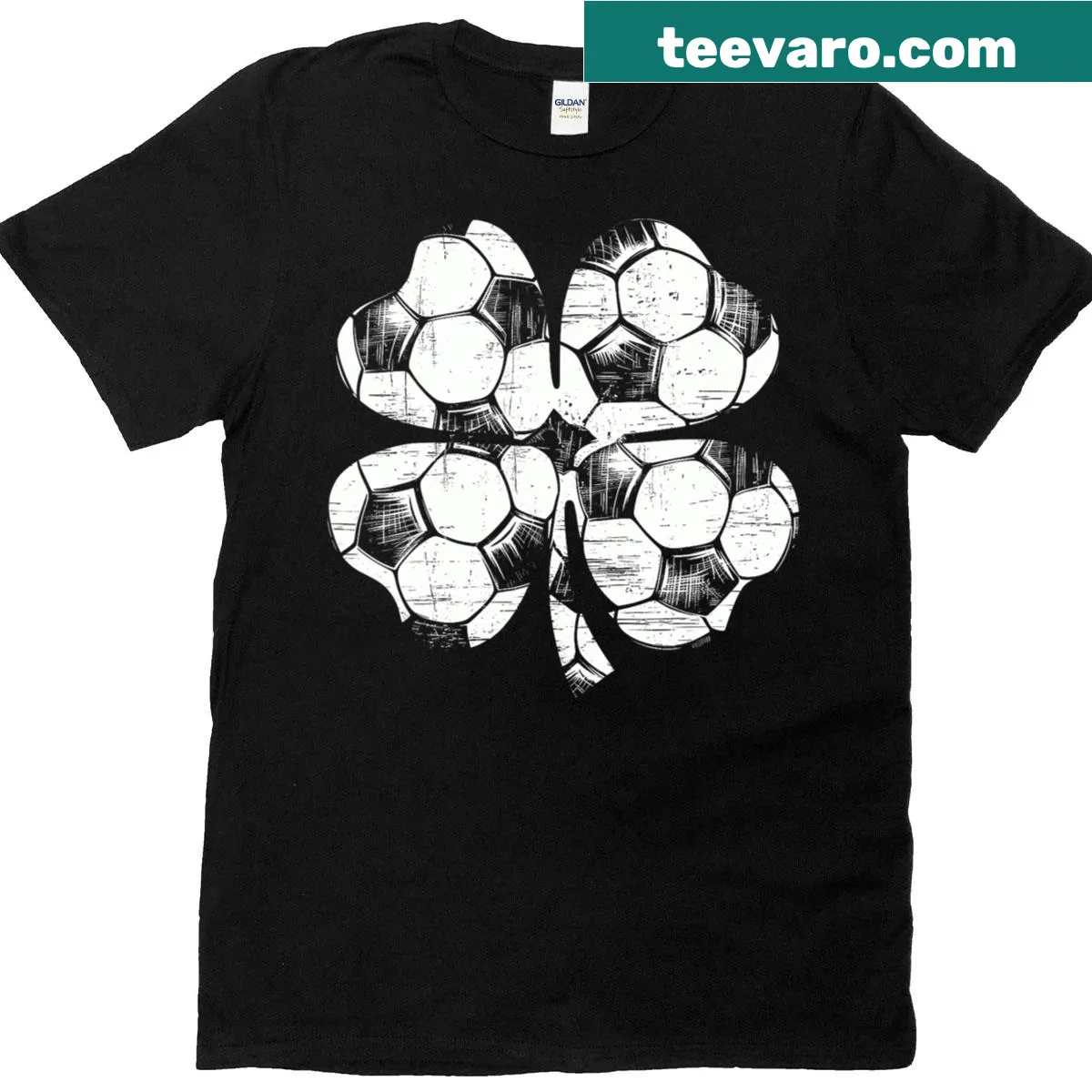Shamrock green soccer T-shirt for St. Patrick's Day celebrations — on a men's t-shirt