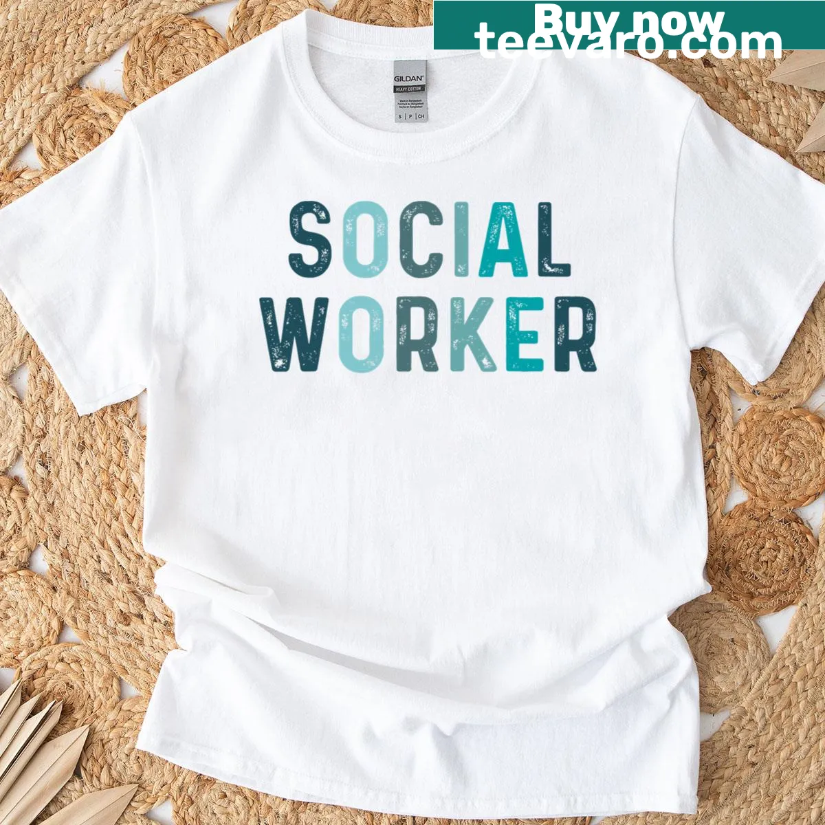 T-shirt honoring social workers with a heartfelt typography design — on a men's t-shirt