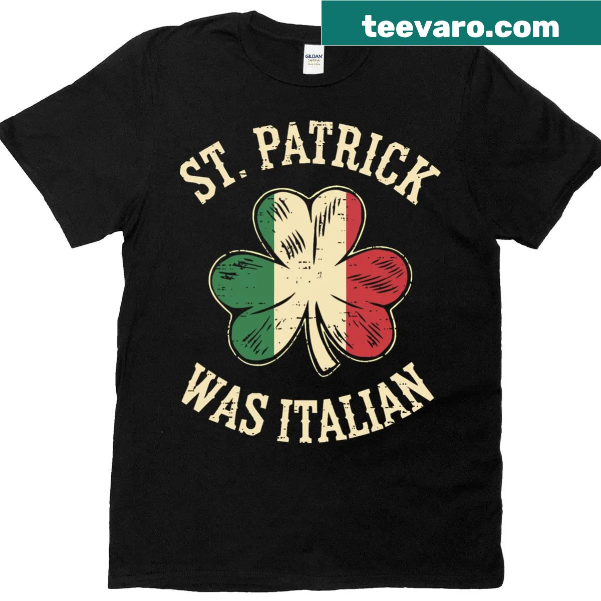 Humorous St. Patrick's Day design with Italian elements — on a men's t-shirt