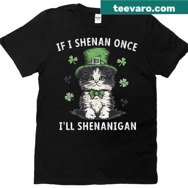 Funny St. Patrick's Day t-shirt with cat-themed humor