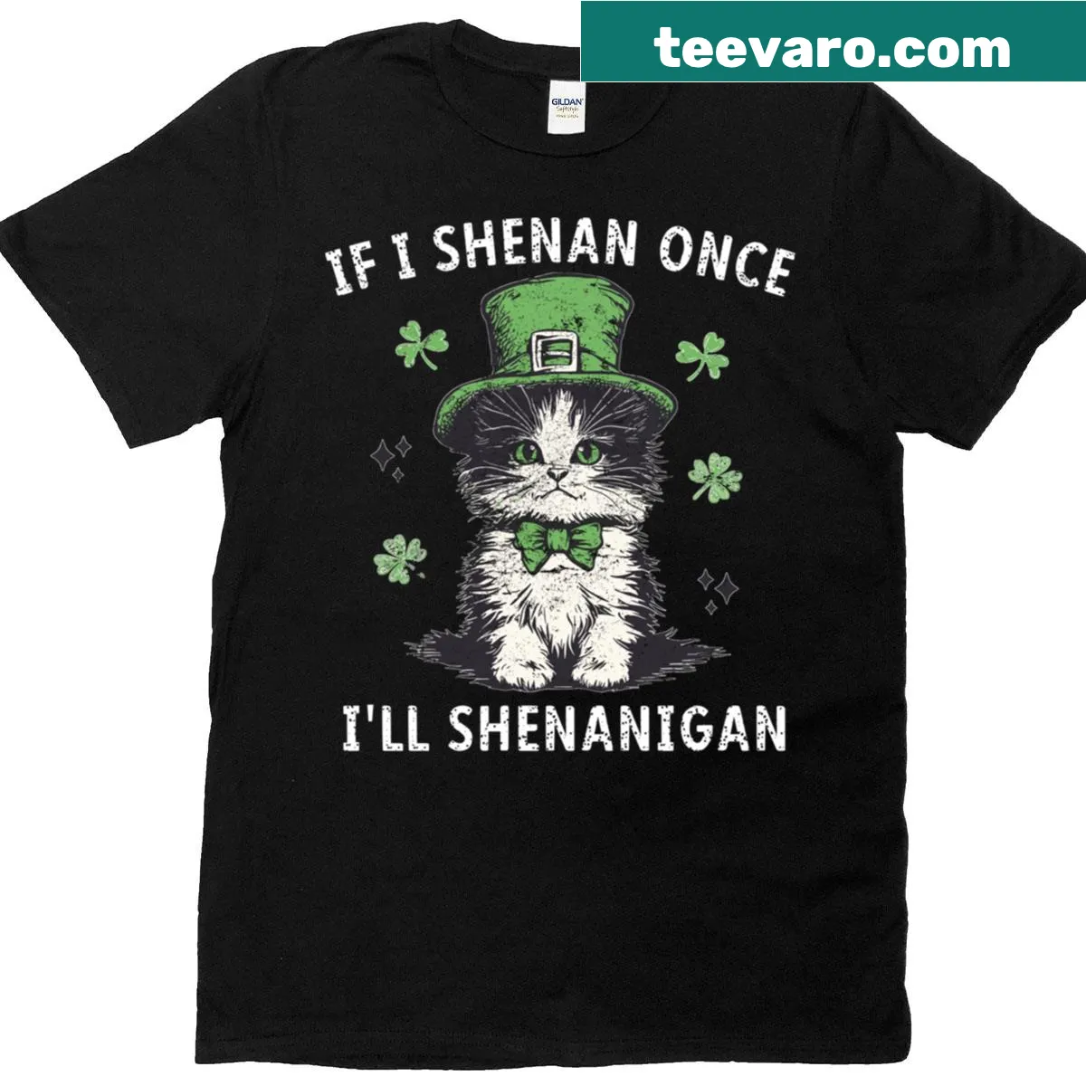 Funny St. Patrick's Day t-shirt with cat-themed humor — on a men's t-shirt