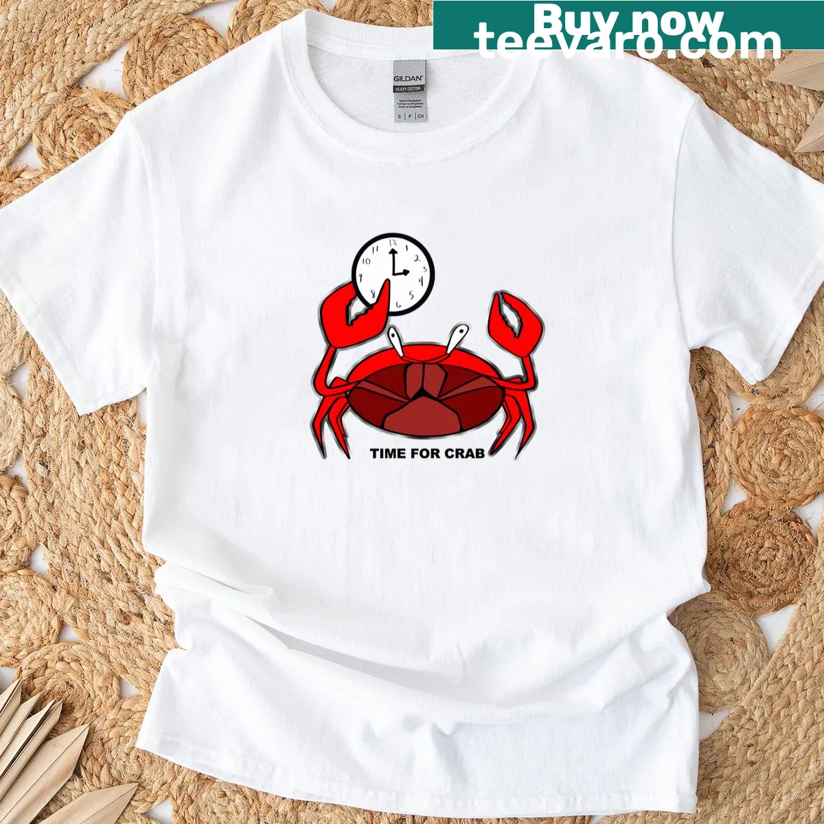 Funny T-shirt with 'Time For Crab' text — on a men's t-shirt