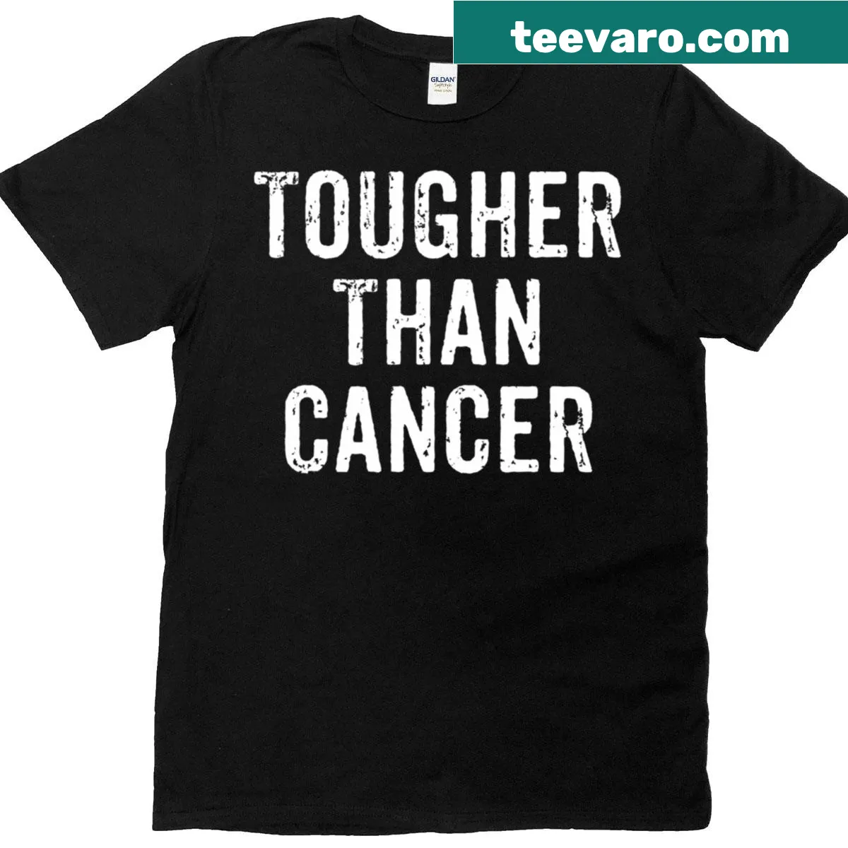 Empowering T-shirt with the phrase 'Tougher Than Cancer' — on a men's t-shirt