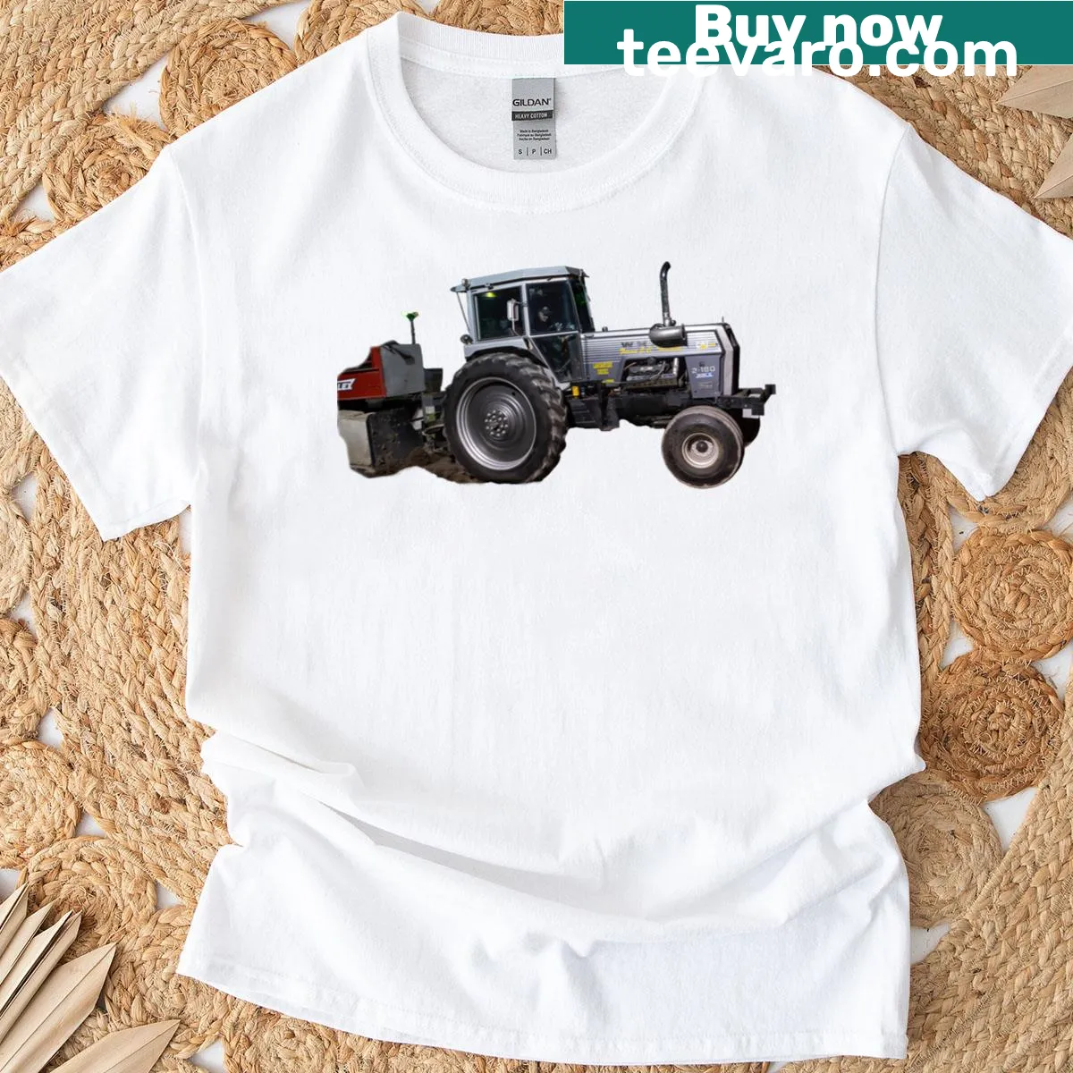 Illustration of a White 2-80 tractor on a T-shirt — on a men's t-shirt