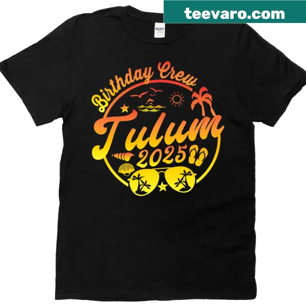 Matching birthday trip T-shirt design featuring Tulum Mexico theme
