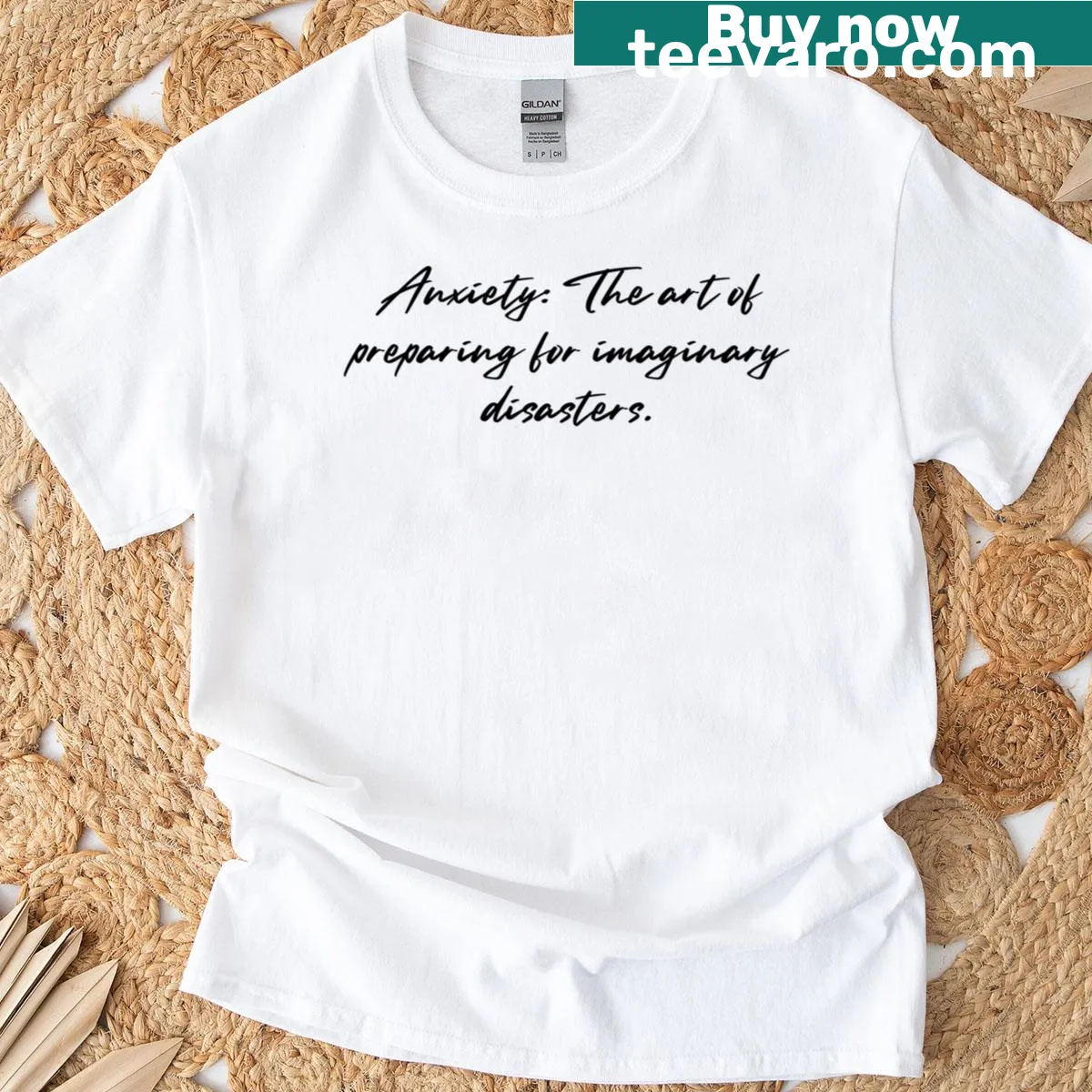 Humorous illustration about anxiety on T-shirt — on a men's t-shirt