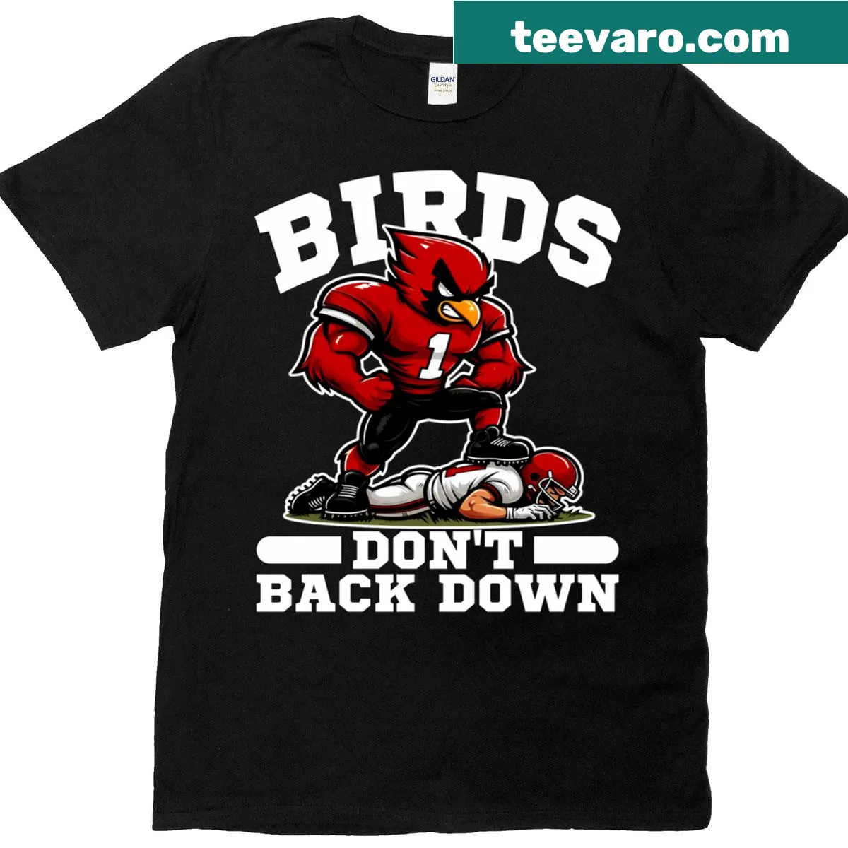 Bold Cardinals football t-shirt with motivational slogan — on a men's t-shirt